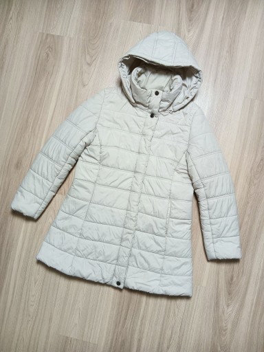 Zdjęcie oferty: Płaszcz zimowy damski z kapturem beżowy kremowy 42