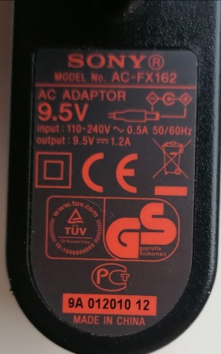 Zdjęcie oferty: Oryginalny Zasilacz SONY 9,5V 1,2A Model AC-FX162