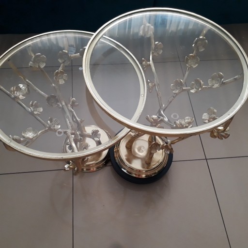 Zdjęcie oferty: 2 x stolik złoty metal szkło