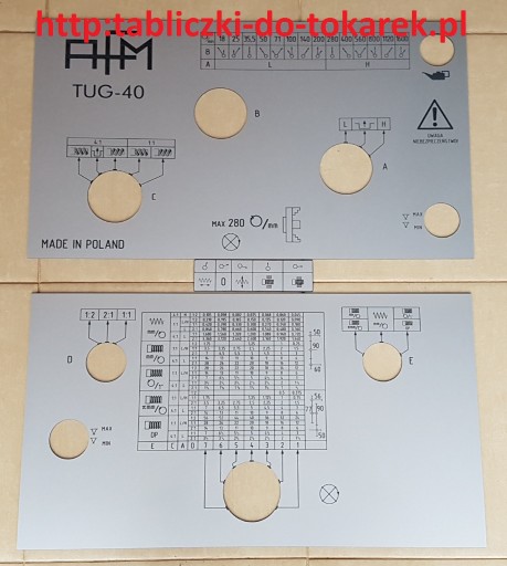 Zdjęcie oferty: Tokarka TUG 40 Tabliczka Tabliczki Tabela Gwintów