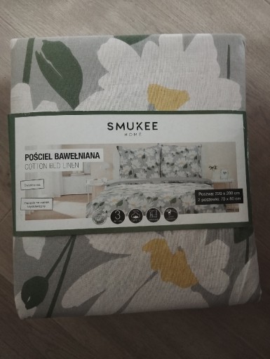 Zdjęcie oferty: Pościel bawełna 100% SMUKEE 220x200cm+2x70/80cm komplet pościeli w kwiaty 