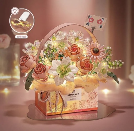 Zdjęcie oferty: Klocki Kwiaty w koszyku bukiet róż jak lego