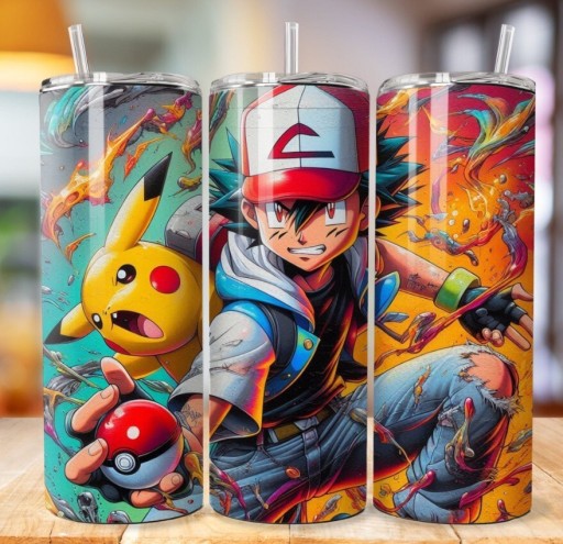 Zdjęcie oferty: Kubek termiczny stalowy z nadrukiem Pikachu Ash