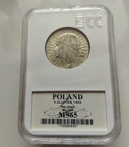 Zdjęcie oferty: RP, 5zł 1933 r. Głowa kobiety GCN MS65