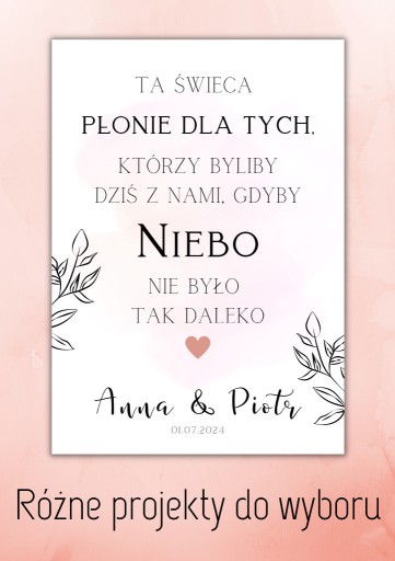 Zdjęcie oferty: Ślub Wesele Ta świeca płonie dla tych wzory PDF