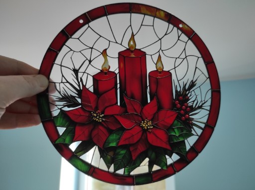 Zdjęcie oferty: Nowy witraż witrażyk dekoracja okienna  Święta Bożego Narodzenia 