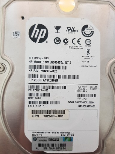 Zdjęcie oferty: Dysk 3TB  SAS HP SMEG3000s5xnn7.2