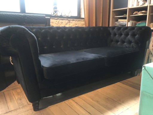 Zdjęcie oferty: Sofa Kanapa gabinetowa   czarny aksamit  200x90