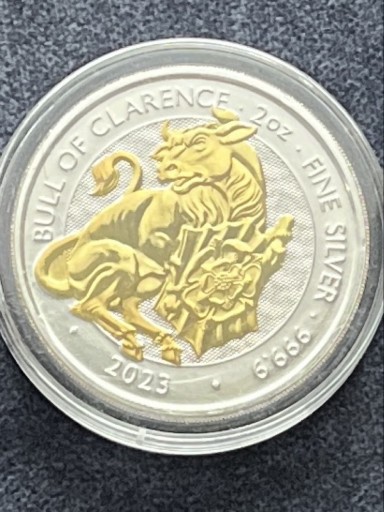 Zdjęcie oferty: The Royal Tudor Beasts: BULL OF CLARENCE , SREBRO .9999, 2 oz, ZŁOCENIE 24k