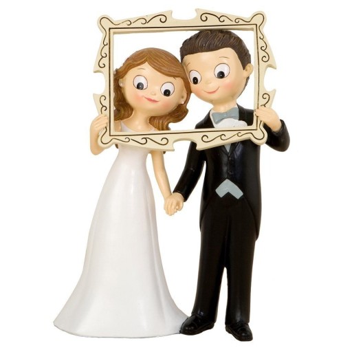 Zdjęcie oferty: Mopec Figurka na tort weselny Para Młoda z ramką