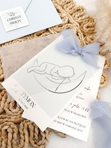 Zdjęcie oferty: Zaproszenia na chrzest chrzciny roczek minimalistyczne