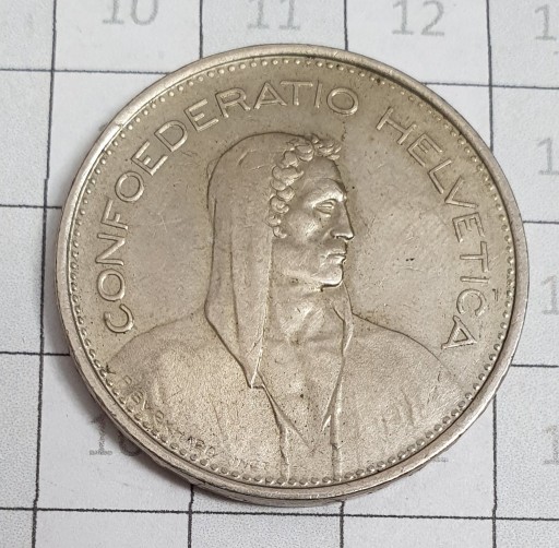 Zdjęcie oferty: SZWAJCARIA - moneta 5 franków 1970