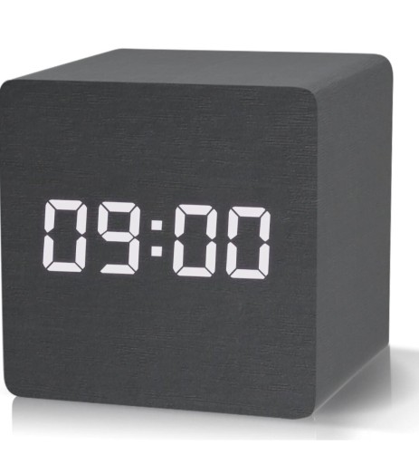 Zdjęcie oferty: Cyfrowy budzik LED zegar stołowy czarny drewniany
