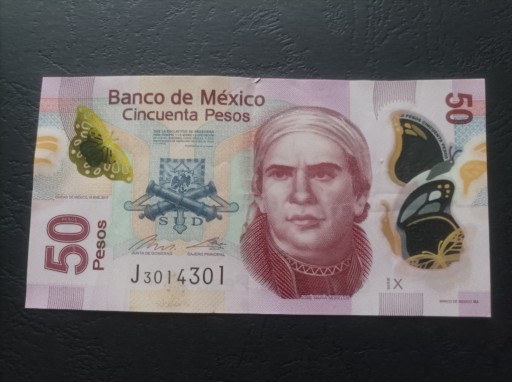 Zdjęcie oferty: MEKSYK 50 Pesos 2017 Seria X Morelos Mariposa 