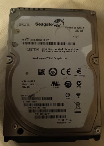 Zdjęcie oferty: Dysk twardy Seagate SATA 250 GB