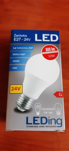 Zdjęcie oferty: Żarówka LED 12-24V E27 800lm 4000K LEDING 