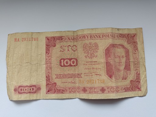 Zdjęcie oferty: Banknot 100 zł 1948 ,seria HA, bez ramki