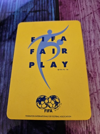 Zdjęcie oferty: Żółta kartka Fifa Fair Play 1993 rok rarytas