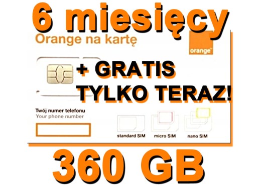 Zdjęcie oferty: Internet na kartę 360GB Orange Free 6m. LTE GRATIS