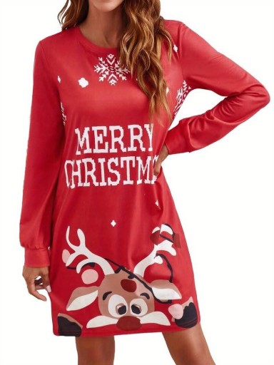 Zdjęcie oferty: Piękna sukienka ze świątecznym nadrukiem 