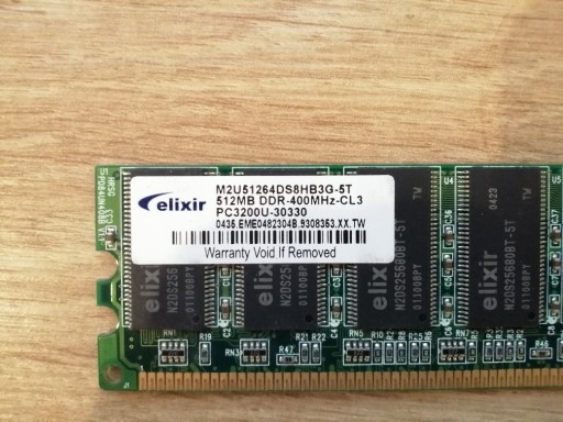 Zdjęcie oferty: Pamięć RAM Elixir M2U51264DS8HB3G-5T 512MB DDR