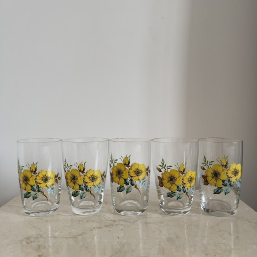 Zdjęcie oferty: Szklanki vintage retro w kwiaty boho szkło