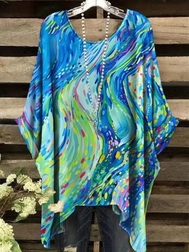 Zdjęcie oferty: Tunika w dużym rozmiarze 54-58 niebiesko-zielona