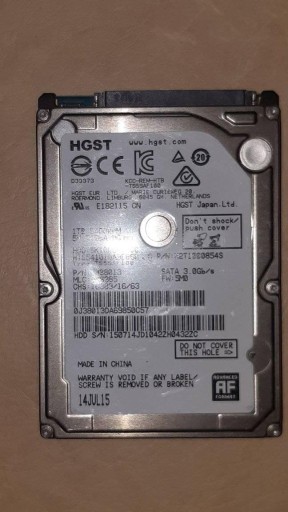 Zdjęcie oferty: Dysk HGST 1TB 2,5" HGST HTS541010A9E680 - Uszk.