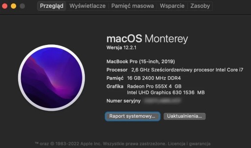 Zdjęcie oferty: Apple Macbook Pro 2019 15' i7 16GB 256 SSD RADEON