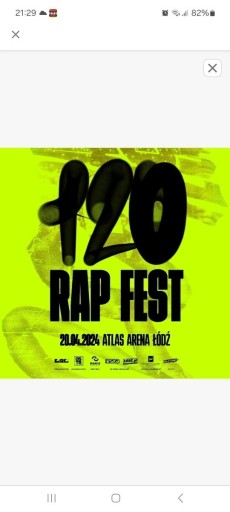 Zdjęcie oferty: 120 rap fest w Łodzi atlas arena 2 bilety za200