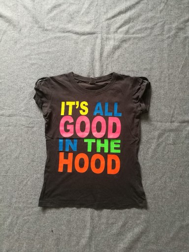 Zdjęcie oferty: Ciemna grafitowa koszulka z napisem nadruk