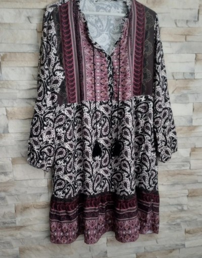 Zdjęcie oferty: TUNIKA SUKIENKA włoska Moose styl indyjski patchwork rozmiar 14 jak nowa