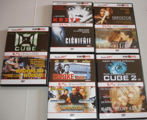 Zdjęcie oferty: 10 filmów DVD : CUBE KRZYK SMOKE DYM IMPOSTOR