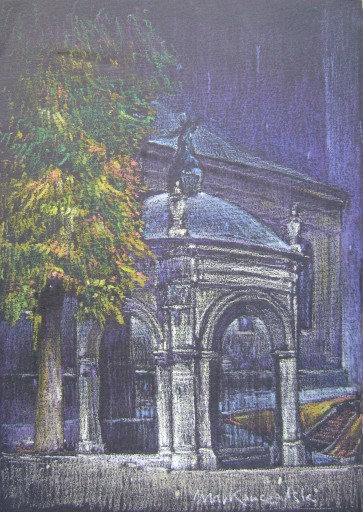 Zdjęcie oferty: pejzaż LWÓW kościół Bernardynów 35x25 pastel