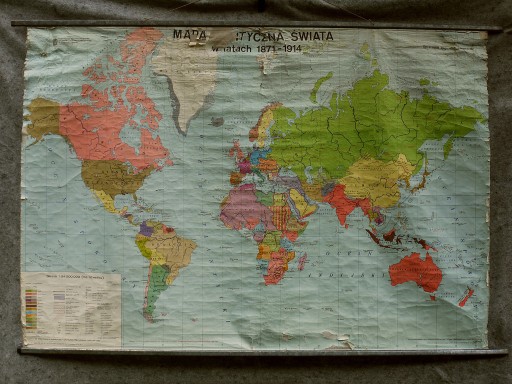 Zdjęcie oferty: Stara mapa szkolna | Mapa polit. świata 1817-1914