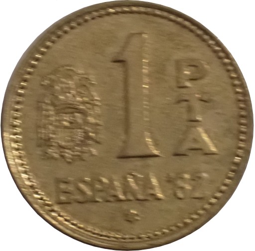 Zdjęcie oferty: Hiszpania 1 peseta z 1980 (-82) roku - O. M. OFER.