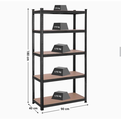 Zdjęcie oferty: Regał magazynowy metalowy 180x90x40 czarny 875kg