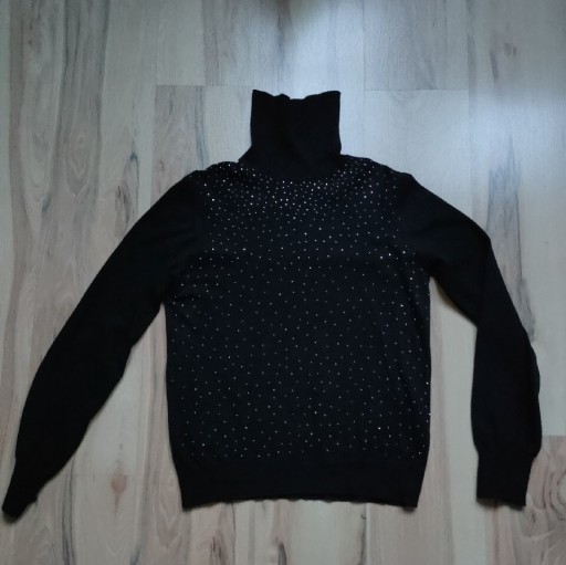 Zdjęcie oferty: Mohito 42 XL L czarny cienki sweter golf cyrkonie