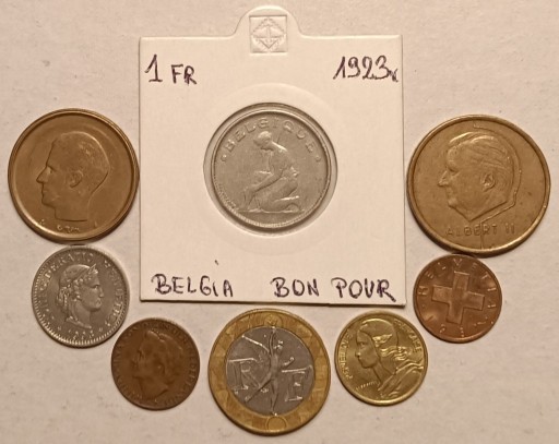 Zdjęcie oferty: Belgia Francja Szwajcaria Holandia monety 8 sztuk