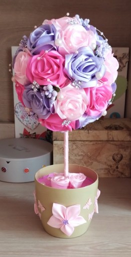 Zdjęcie oferty: Różowe drzewko stroik na Dzień Matki - handmade