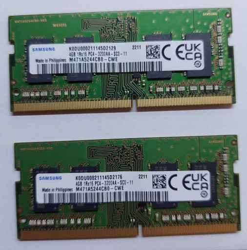 Zdjęcie oferty: 2x4GB PC4-3200AA. DDR4 SODIMM Laptop 