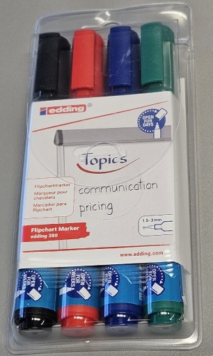 Zdjęcie oferty: zestaw 4 markerów do flipchartów Edding nowe