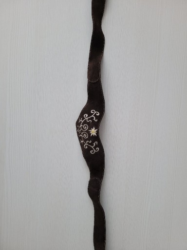 Zdjęcie oferty: Pasek Vintage zamsz bawarski haft kwiat skóra brąz