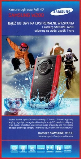 Zdjęcie oferty: SAMSUNG kamera cyfrowa W200 folder / katalog 2012