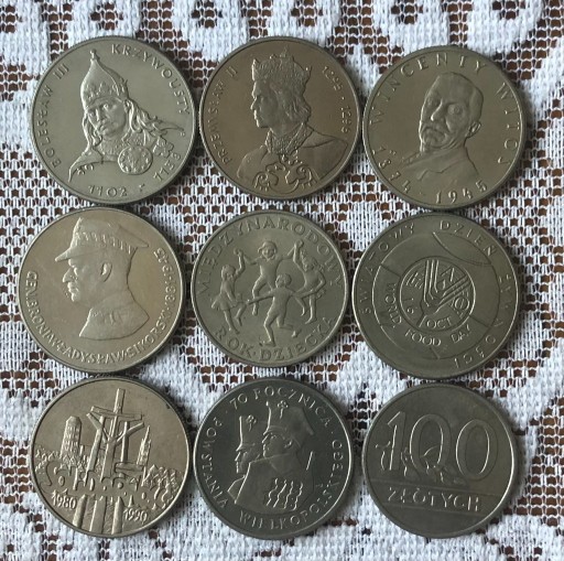 Zdjęcie oferty: zestaw 9 monet PRL, stany 1/-1, roczn. 1979-1990