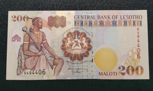 Zdjęcie oferty: Lesotho 200 maloti 2001 UNC 