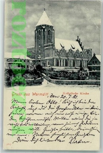 Zdjęcie oferty: ORNETA Wormditt  kościół katolicki zima 1903