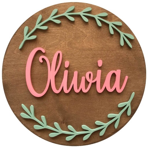 Zdjęcie oferty: Okrągła 3D tabliczka z imieniem dziecka "Oliwia"