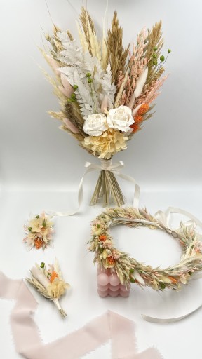 Zdjęcie oferty: Zestaw ślubny suszone kwiaty bukiet wianek korsarz