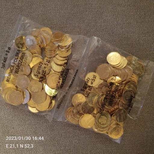Zdjęcie oferty: 5gr z 2023 roku woreczki mennicze z parciaka monet